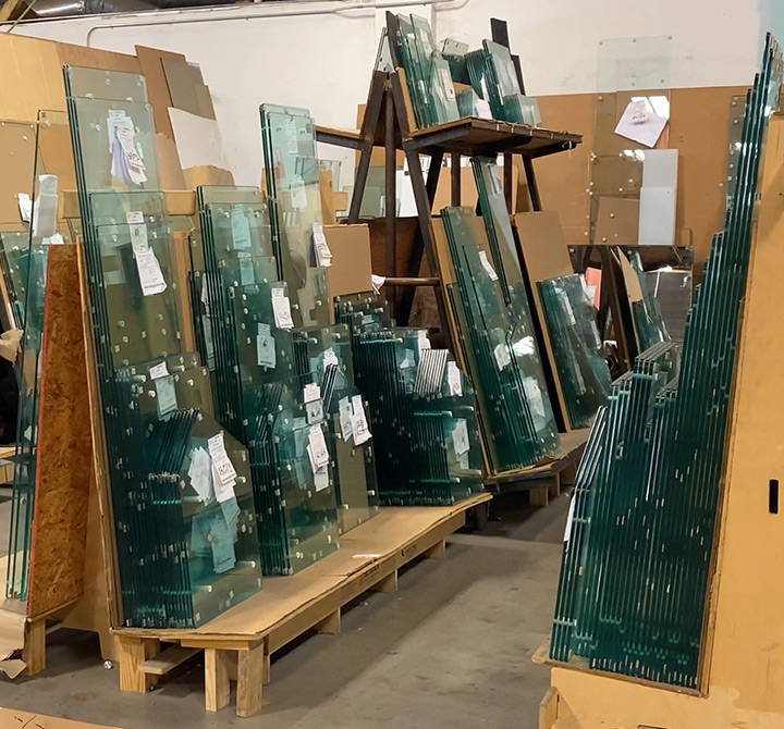 PMG Ventures warehouse full of sneeze guards.