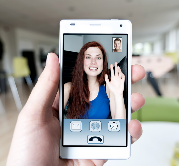 Phone screen during a video call.
