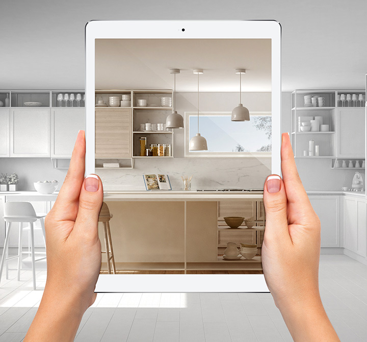 Kitchen seen through virtual reality