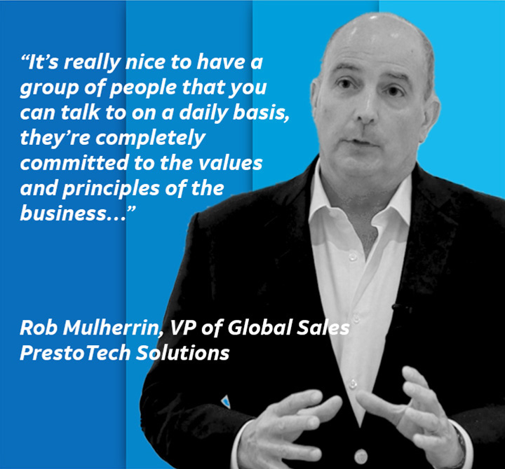 Rob Mulherrin, VP of Global Sales PrestoTech Solutions providing customer validation quote for AT&T Alliance Channel