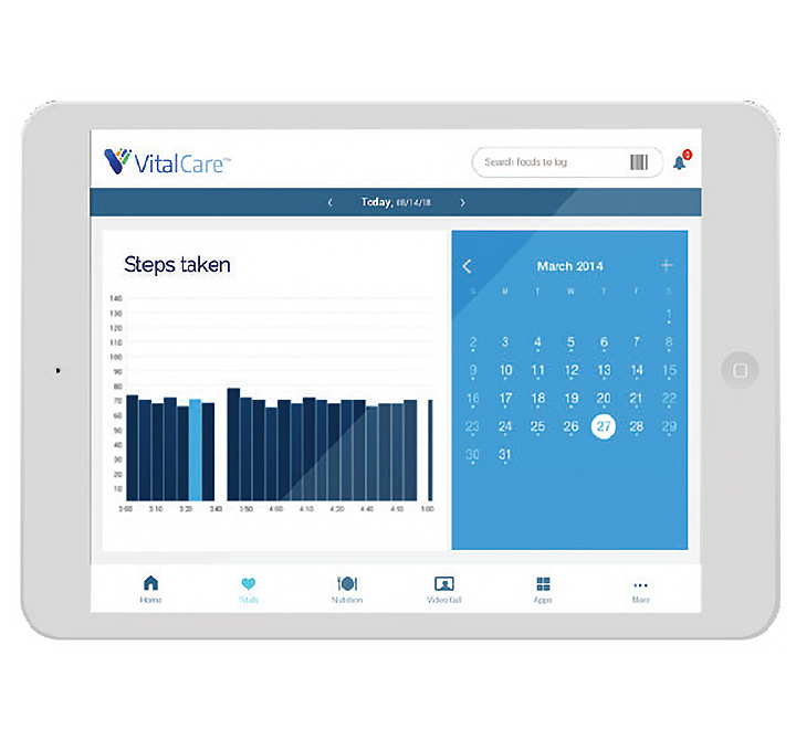 VitalCare screen view of steps taken.