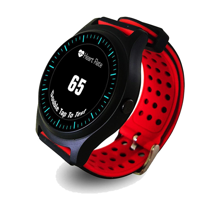 OneLife smart watch monitor showing heart rate.