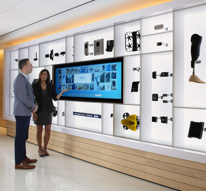 Corporate briefing center technology wall display photo