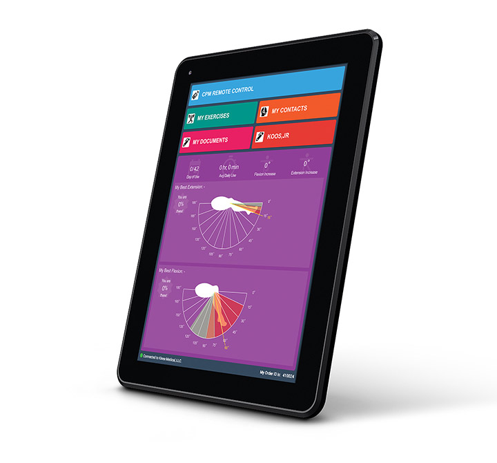 A view of a tablet device displaying the Rehab Status Dashboard application home screen.
