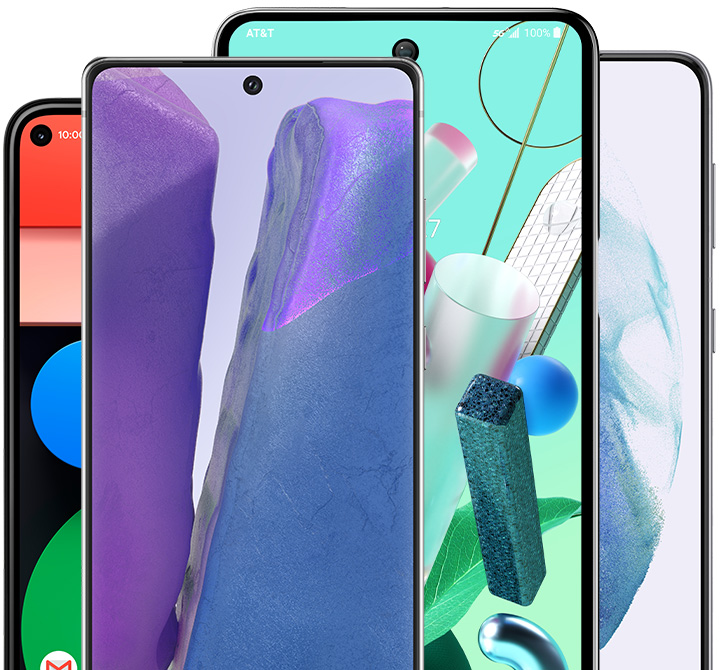 Multiple Samsung devices laying over one another.