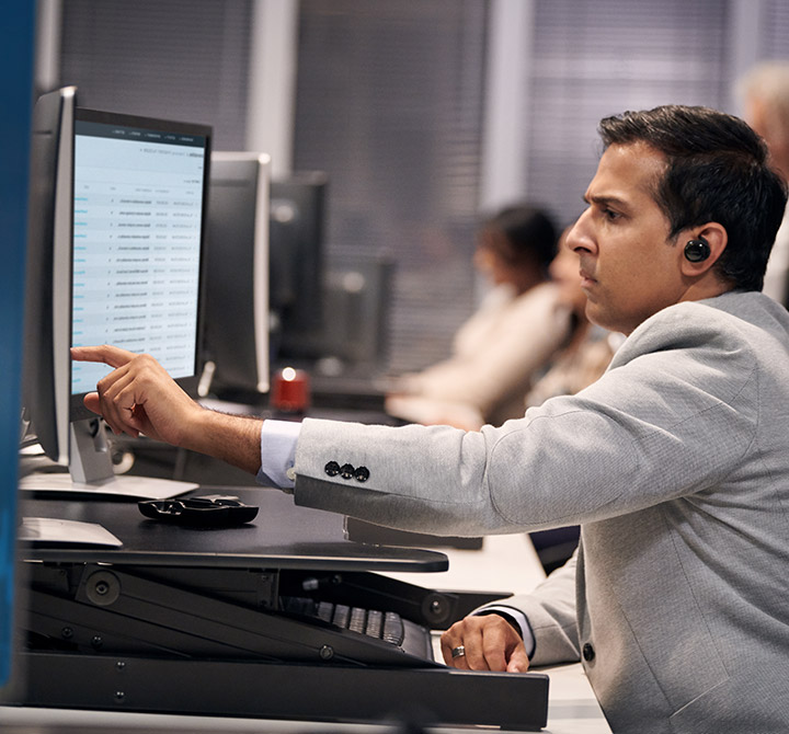 Analyst reviewing data