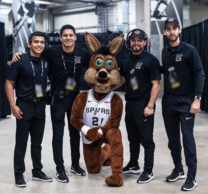 San Antonio Spurs mascot with staff