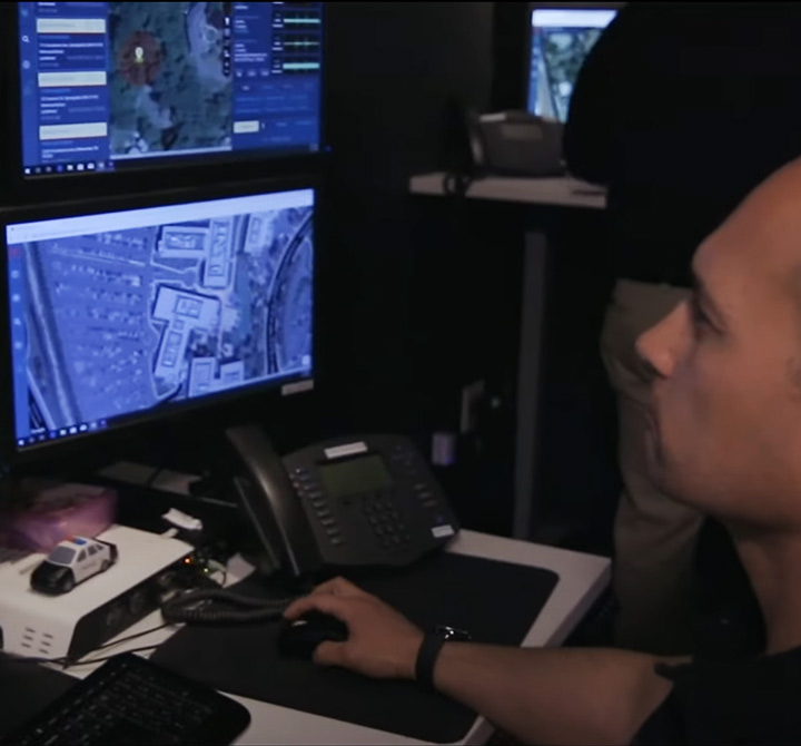 Man in control room