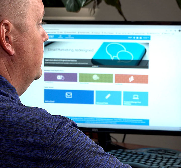 Man looking at dashboard