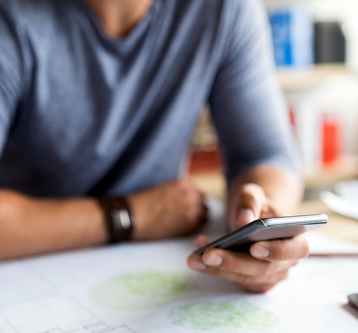 Man using a smart phone