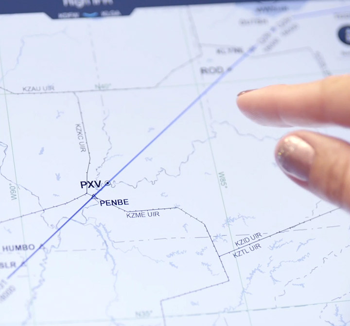 American Airlines flight map on a tablet screen. 