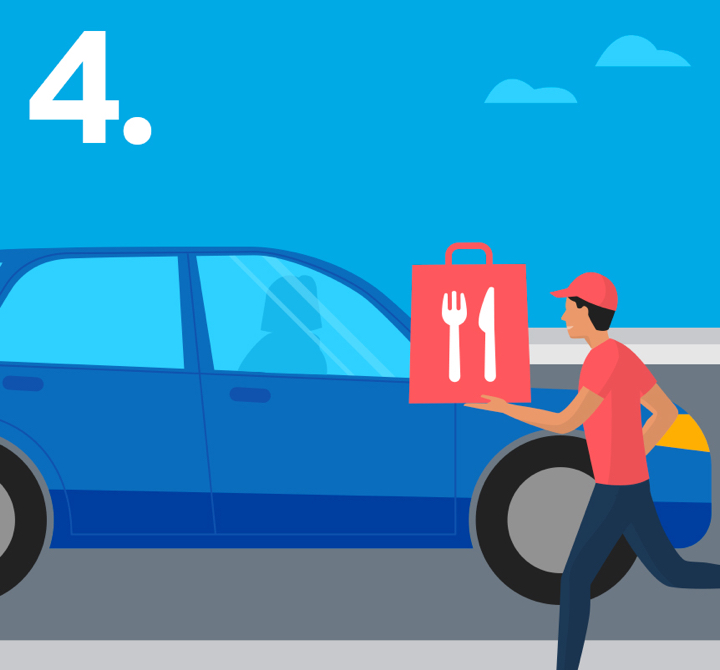 A digital art print of curbside delivery man.