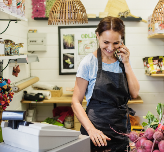 Woman talking on phone