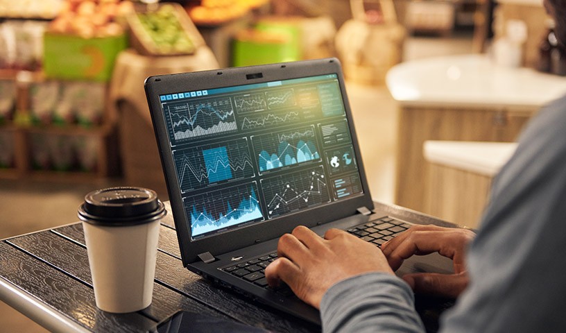 Security dashboard on a laptop screen