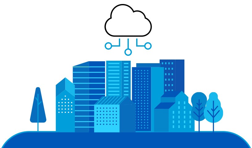 Graphic image of a fiber connected city.