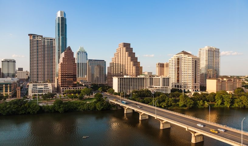 Texas skyline during golden hour