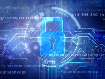 Abstract technology security on global network background,