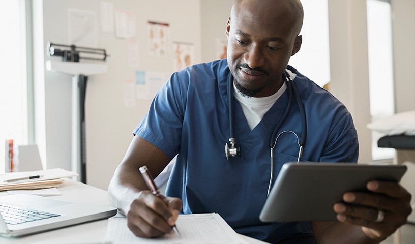 Healthcare doctor nurse with tablet