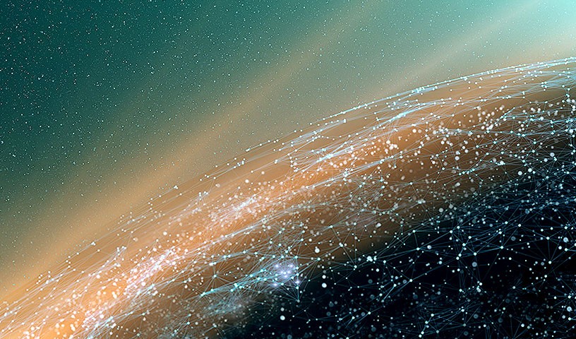 Interconnected global cybersecurity.