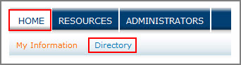 The Home tab and Directory link on the Customer Portal main menu bar.