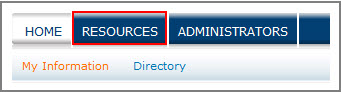 The Resources tab on the Customer Portal main menu bar.