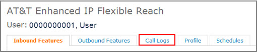 The Call Logs tab on the Customer Portal User page.