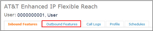 The Outbound Features tab on the Customer Portal home page.