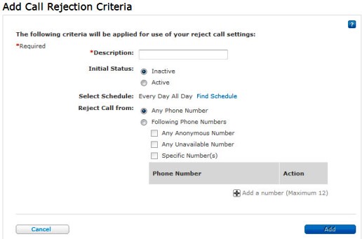 Add call rejection criterial page